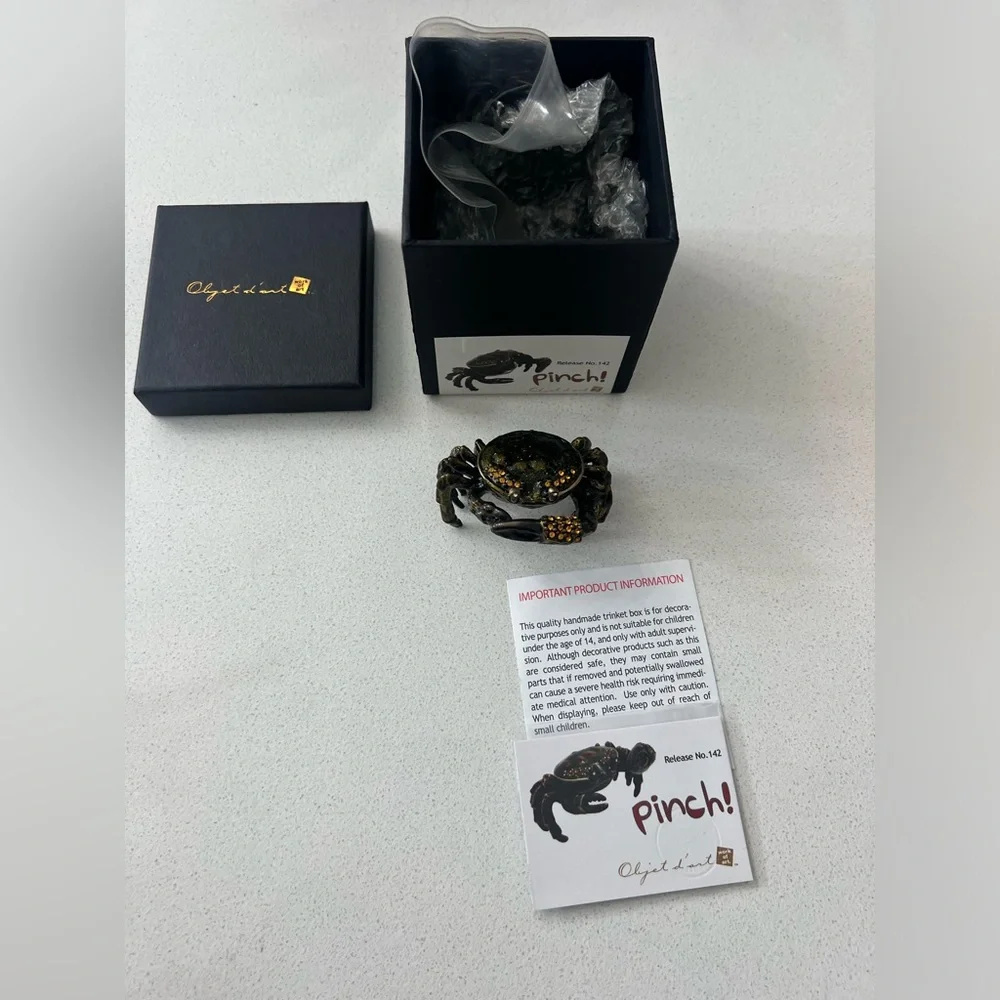 Object de Art Trinket Box #142 Pinch The‎ Crab Enameled New In Box